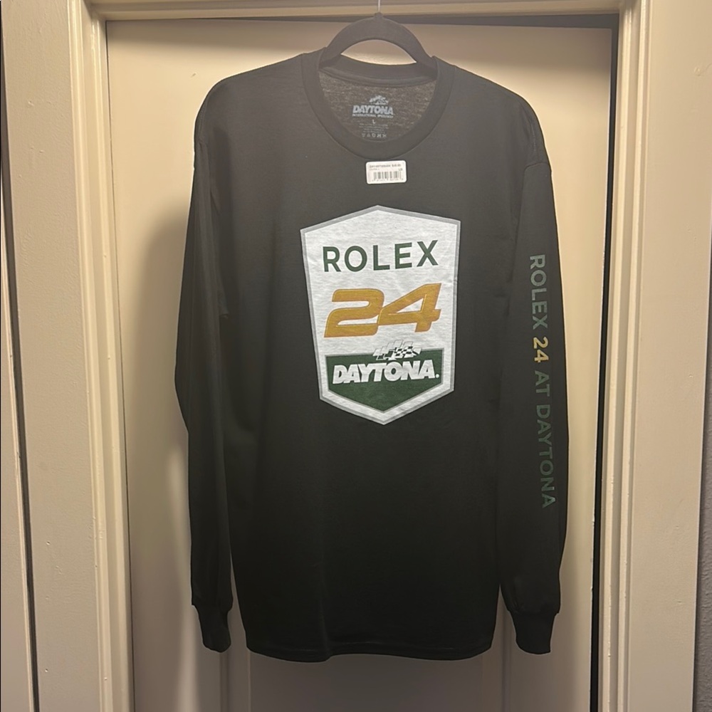 Black Long Sleeve Rolex Tee with Crew Neck
